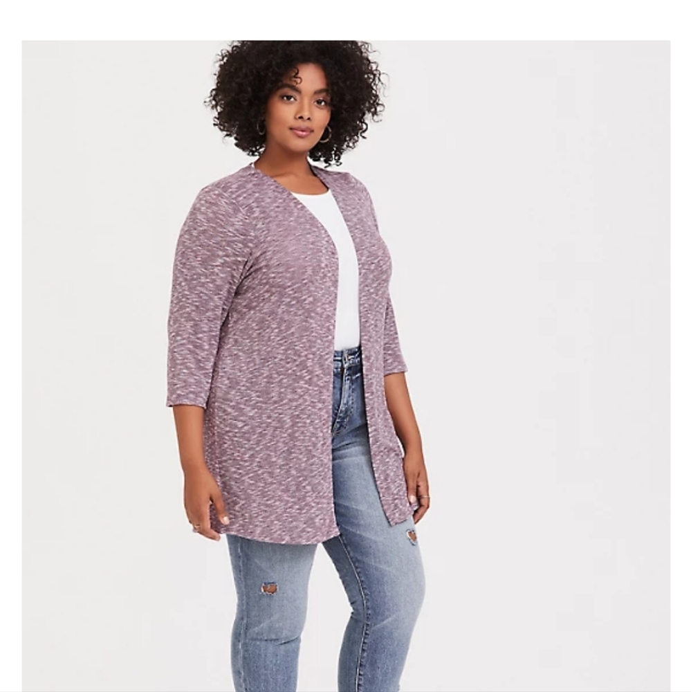 TORRID BURGUNDY PURPLE SLUB CARDIGAN - Picture 2 of 8